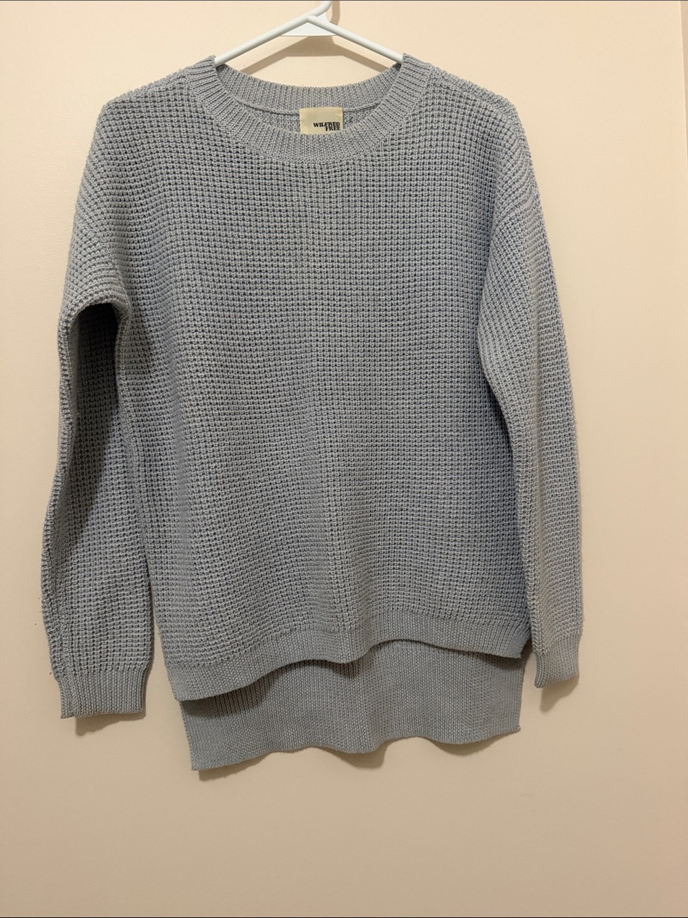 Wilfred Light Blue Waffle Knit Crewneck Sweater
